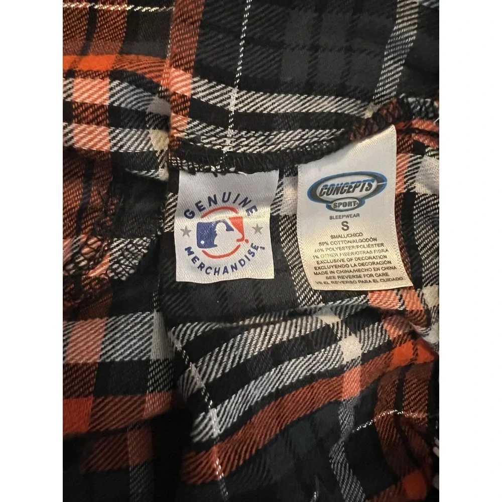 Baltimore Orioles Plaid Metallic Flannel Pajama Elastic Pocket Pant Logo Small